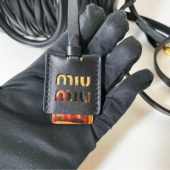 Miu Miu Matelassé Black Leather Bowling Bag - Picture 3 of 14